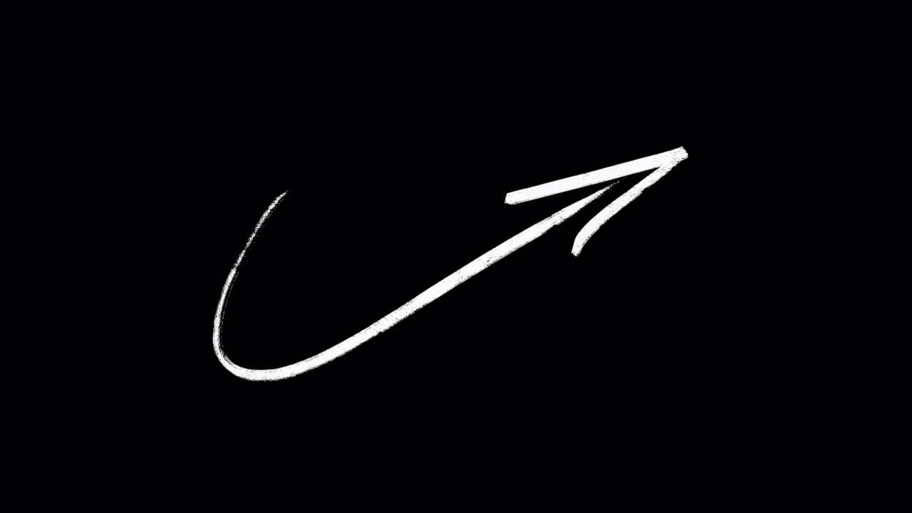 Animated White Chalk Arrow Drawing on Black Background