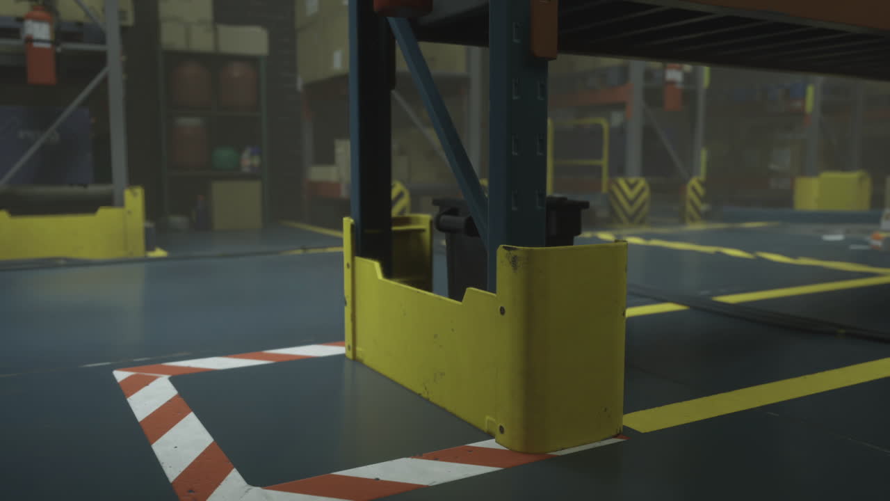 Industrial workspace showcasing a safety barrier and organized environment