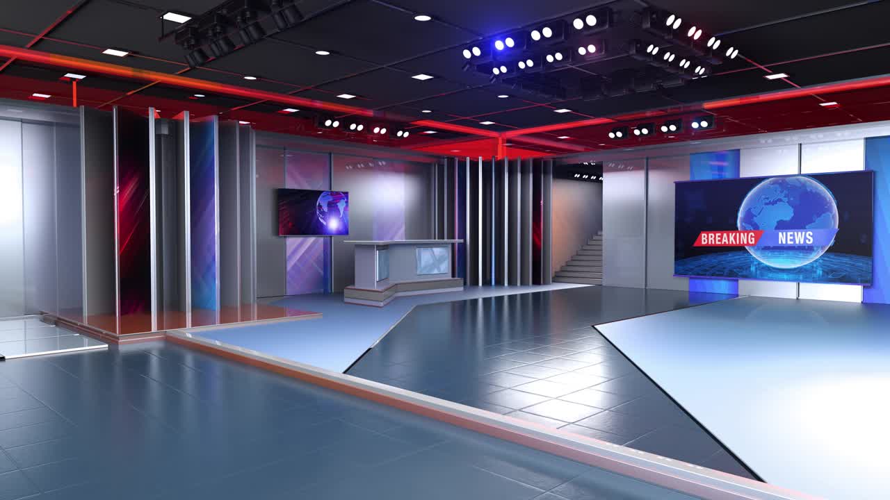 fondo de estudio de noticias virtuales en 3d, bucle