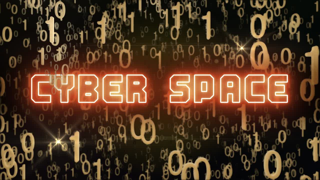 디지털 코드와 함께 황금 사이버 공간 개념