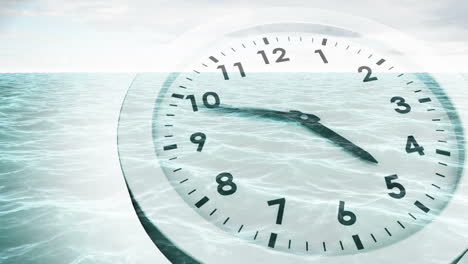 clock ticking over sea animation