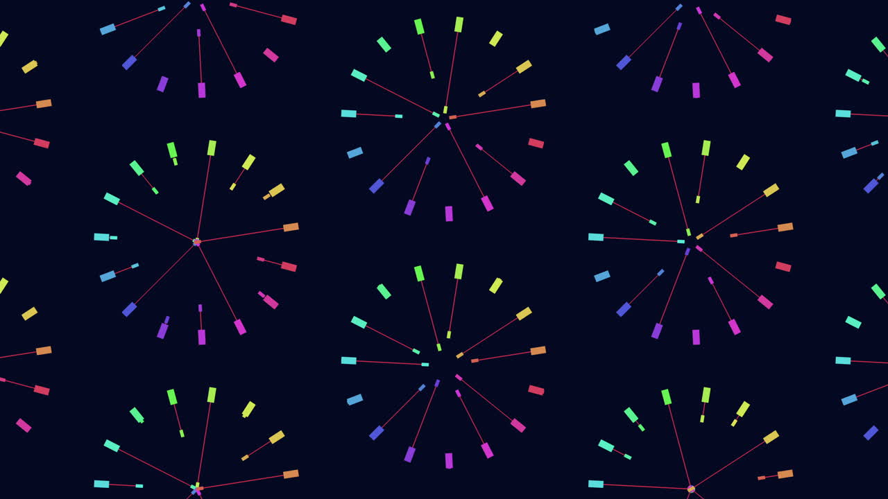 diseño vibrante y colorido con múltiples círculos sobre fondo azul