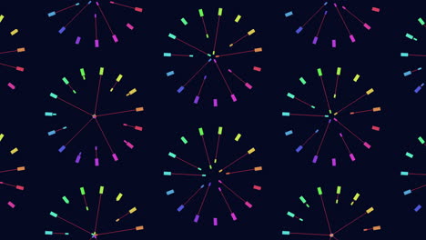 Vibrant and colorful design with multiple circles on blue background