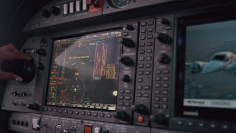 navigation panel in airplane cockpit. control panel screen. plane navigation