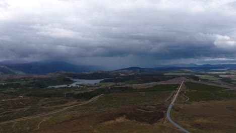 Tilt-down-drone-shot-of-scottish-highlands