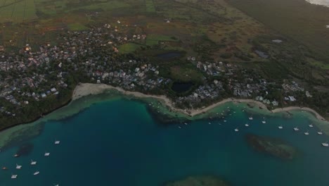 Aerial-view-of-Mauritius-town-bay-and-farmlands