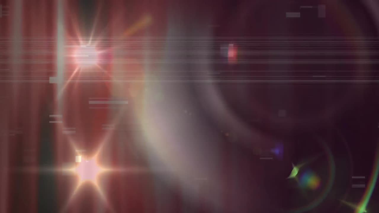 animación de la técnica de glitch sobre las llamaradas de la lente en movimiento contra un fondo negro.