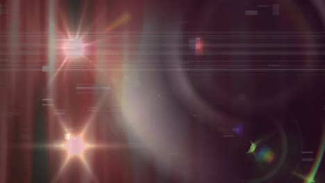 Animation-of-glitch-technique-over-moving-lens-flares-against-black-background