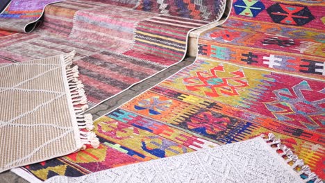 colorful traditional rugs displayed