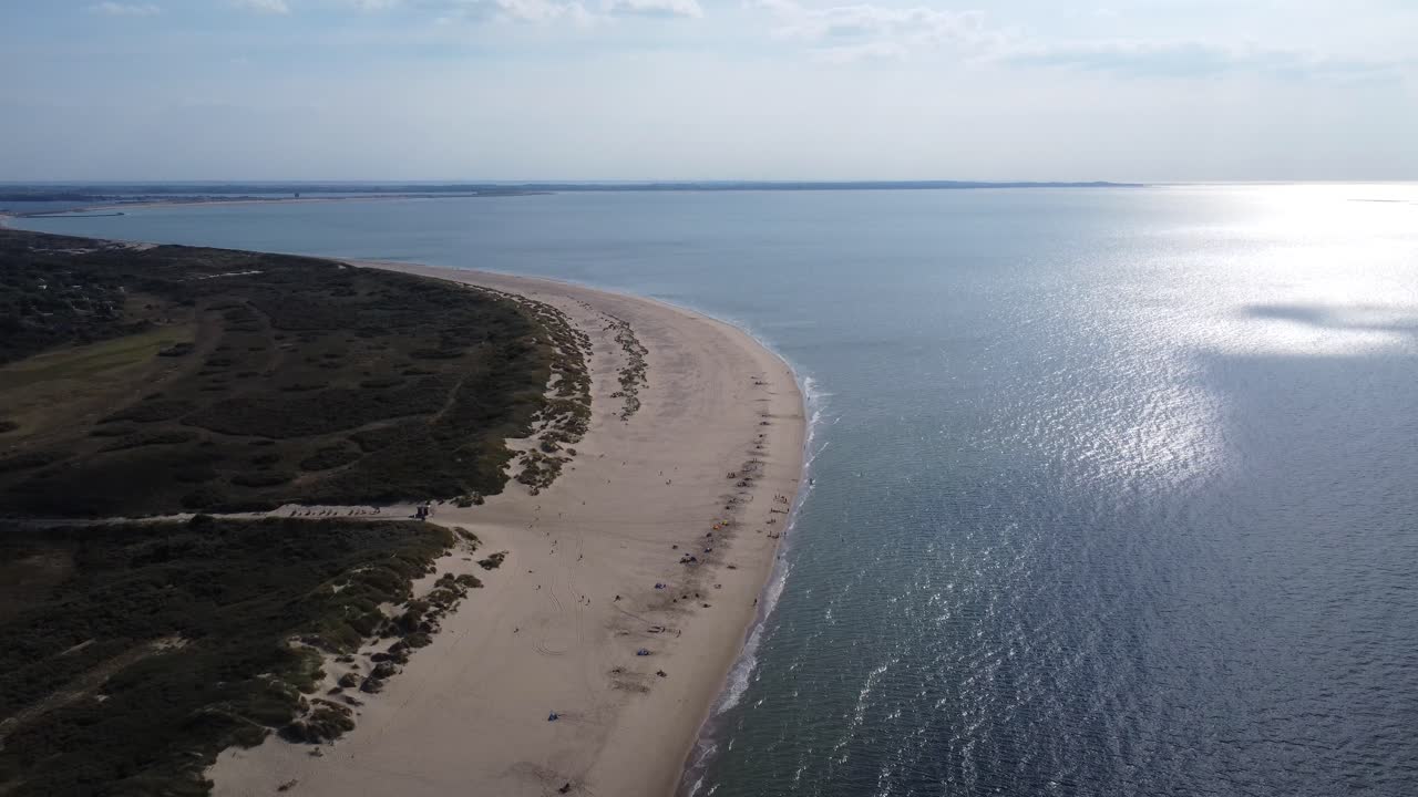 Stunning light sandy beach in holland, super sunny weather