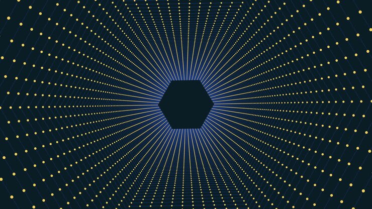Dynamic black and green abstract design with circular lines and dots