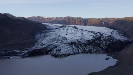 stunning landscape and iceberg formations at solheimajokull outlet glacier during summer in southern iceland