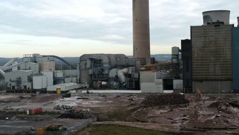 Fiddlers-ferry-power-station-aerial-view-across-wreckage-of-demolished-cooling-towers-explosion-and-disused-factory-remains