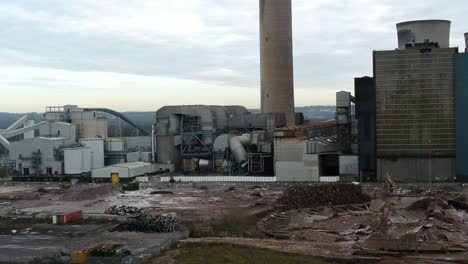 fiddlers ferry power station aerial view across wreckage of demolished cooling towers explosion and disused factory remains