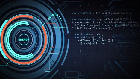 Animation-of-scope,-circuit-board,-data-processing-over-grid