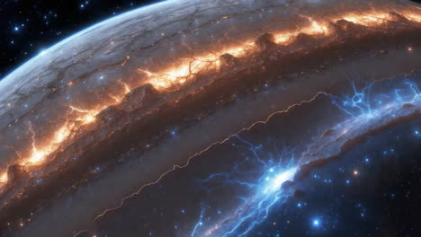energized planet with cosmic lightning