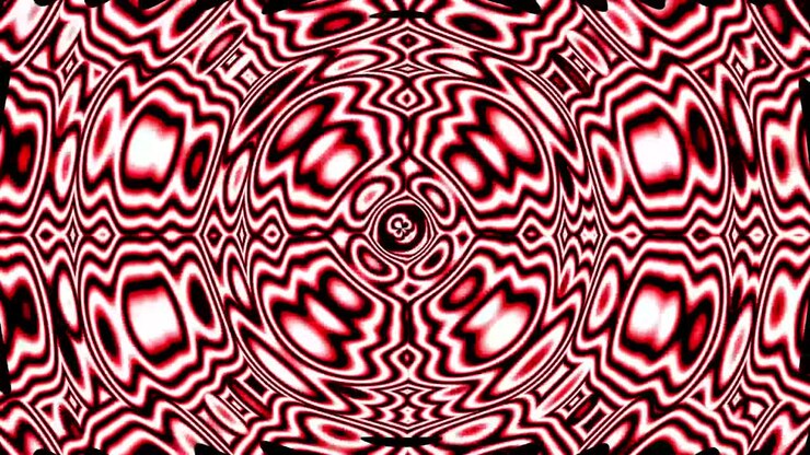 red waves rings moves to edges circle at center float on abstract background