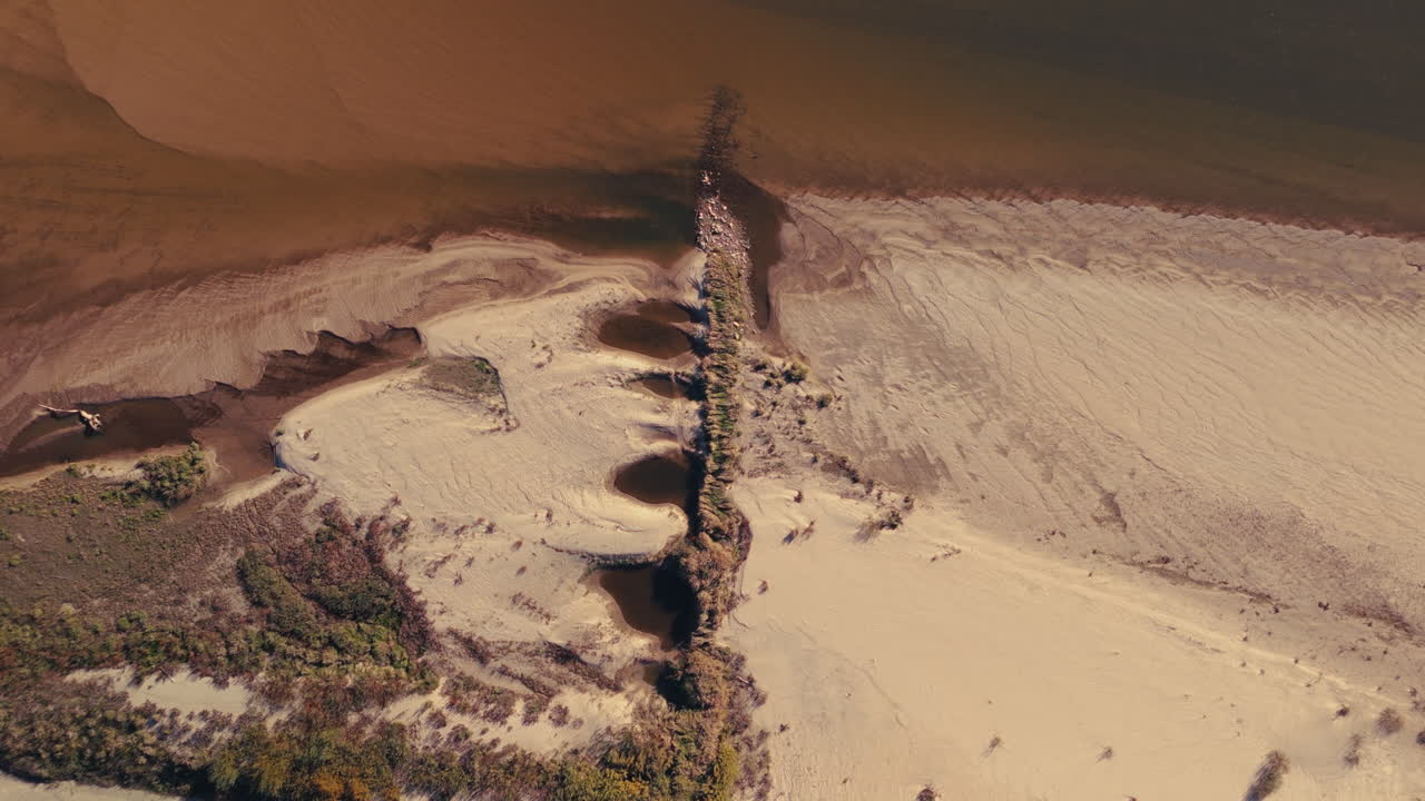Aerial View of River Sandbar and Delta