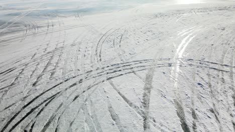 pilot drivers having fun and drifting on a frozen lake