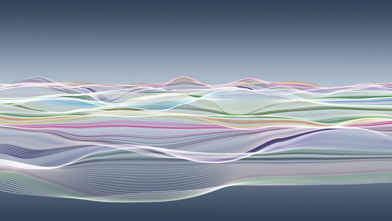 천천히 움직이는 입자 파동 물체와 함께 환상적인 애니메이션, 4096x2304 루프 4k