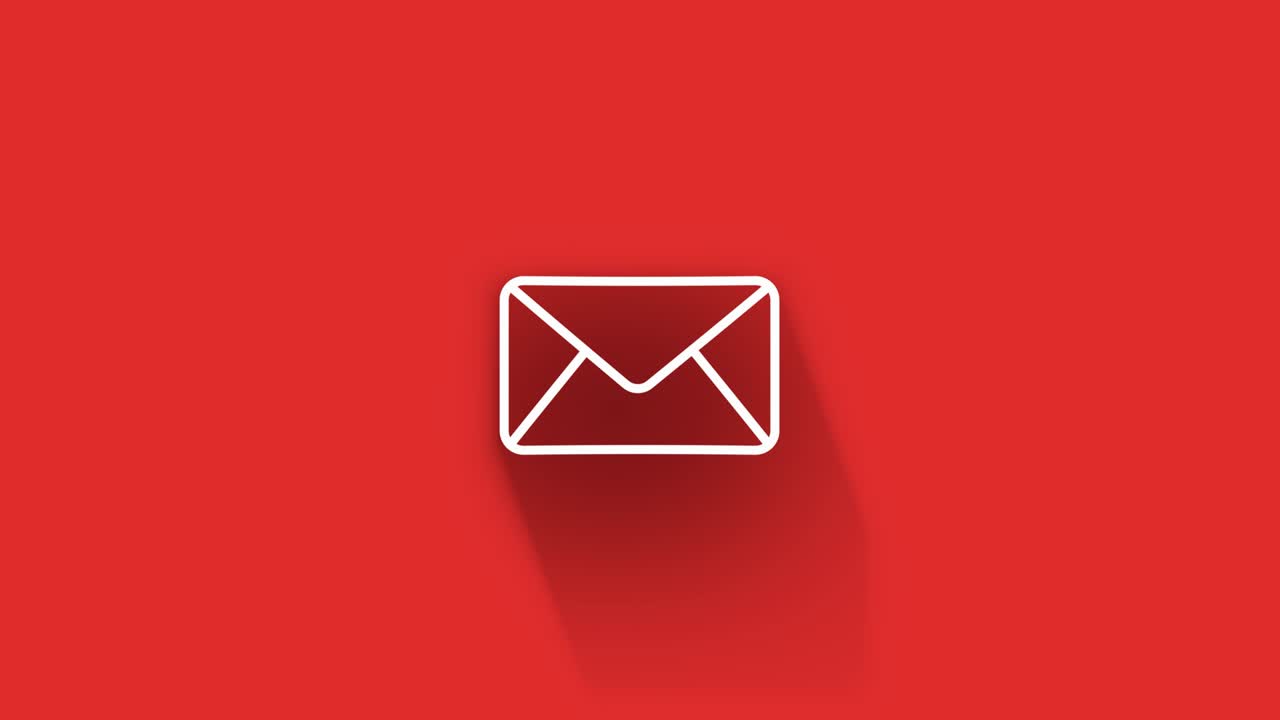 Social media long shadow icon design isolated on red background. Outline web icon. Motion graphics.