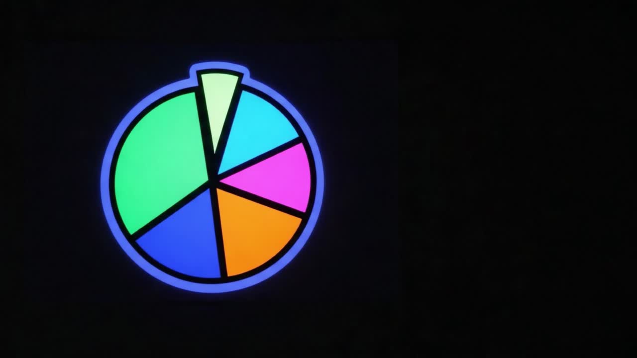 A Vivid Demonstration of Colorful Data Representation: Transformative Pie Chart Visualization Evolving from a Bright Spectrum to a Simplified Shade