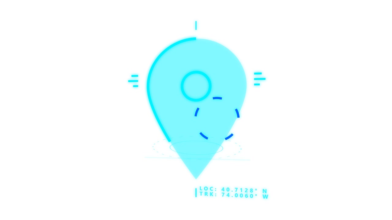 Digital Map Location Pin Icon with HUD Interface