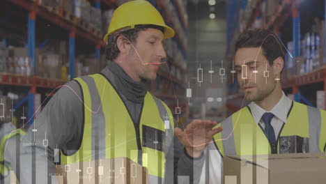 Animation-of-data-processing-over-people-working-in-warehouse