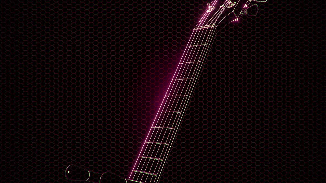 guitarra eléctrica en el holograma con luces brillantes