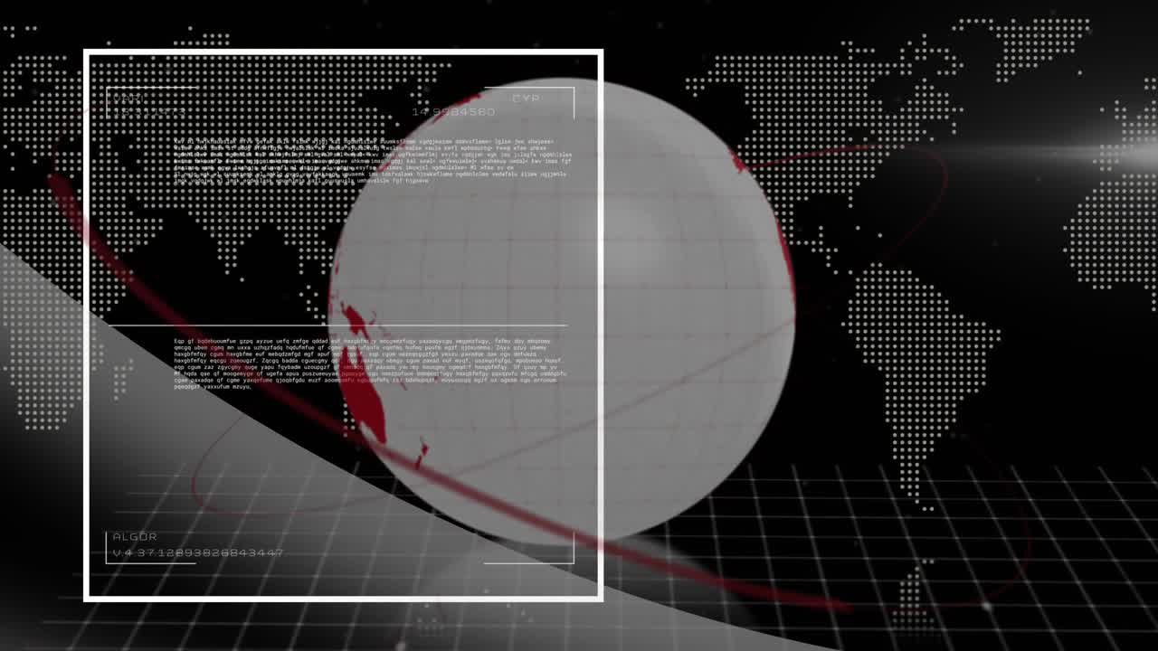 On start 3D globe rotating, frame expanding, bars filling, dots animating to visualize trends