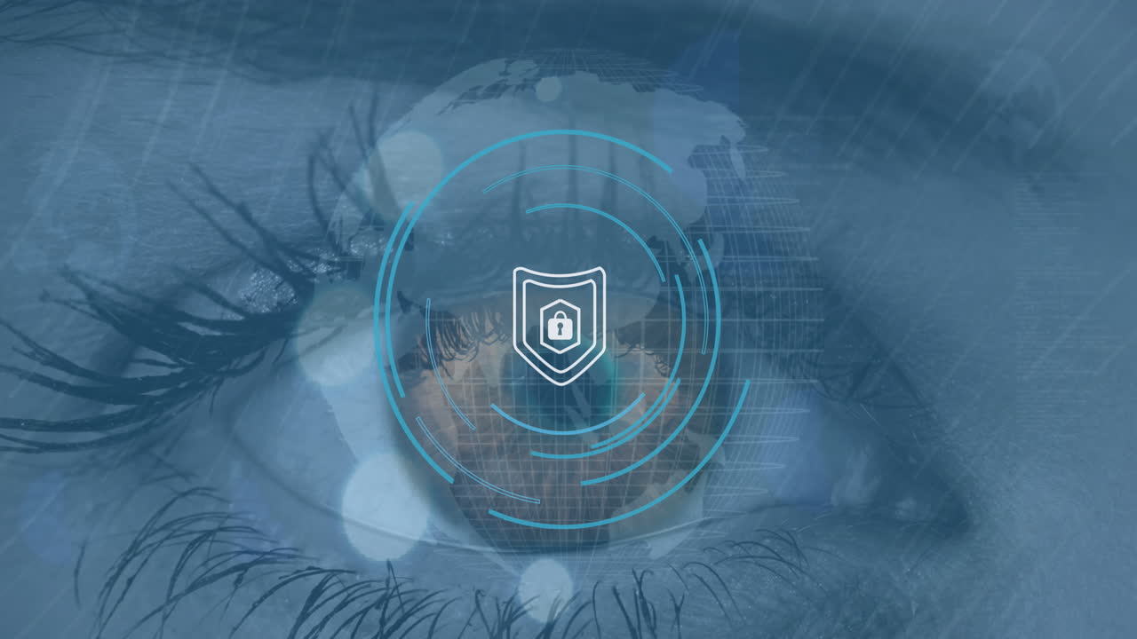 animación del candado y procesamiento de datos sobre el ojo azul