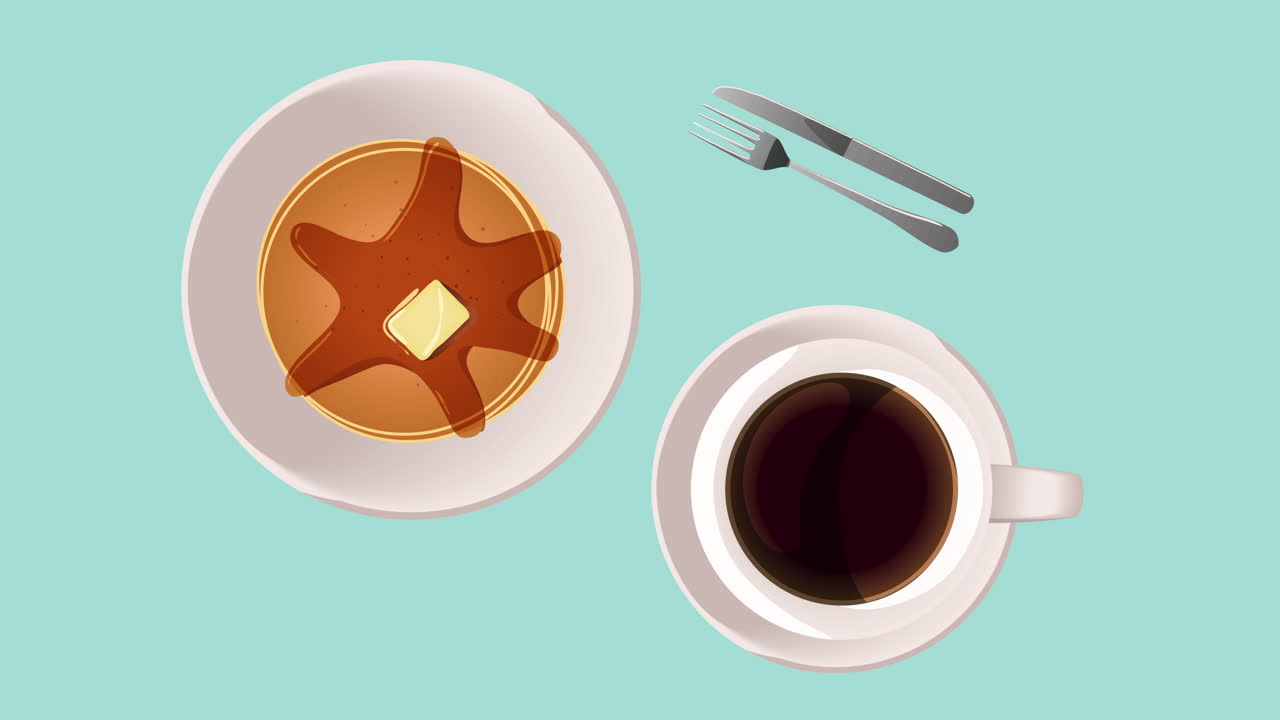 desayuno delicioso con animación de café