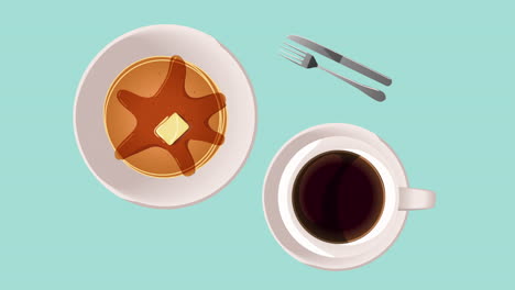 delicious breakfast with coffee animation