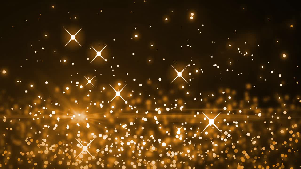 animación de múltiples manchas doradas brillantes de luz que se mueven en movimiento hipnótico sobre un fondo marrón