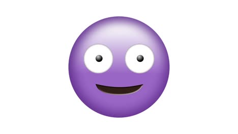 Animación-Digital-De-Diseños-Decorativos-Sobre-Un-Tonto-Emoji-De-Cara-Morada-Sobre-Fondo-Blanco.