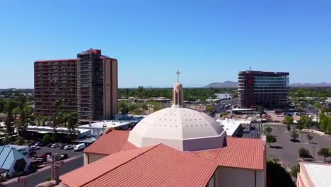 a moving push in of a cross on top of a church in phoenix arizona