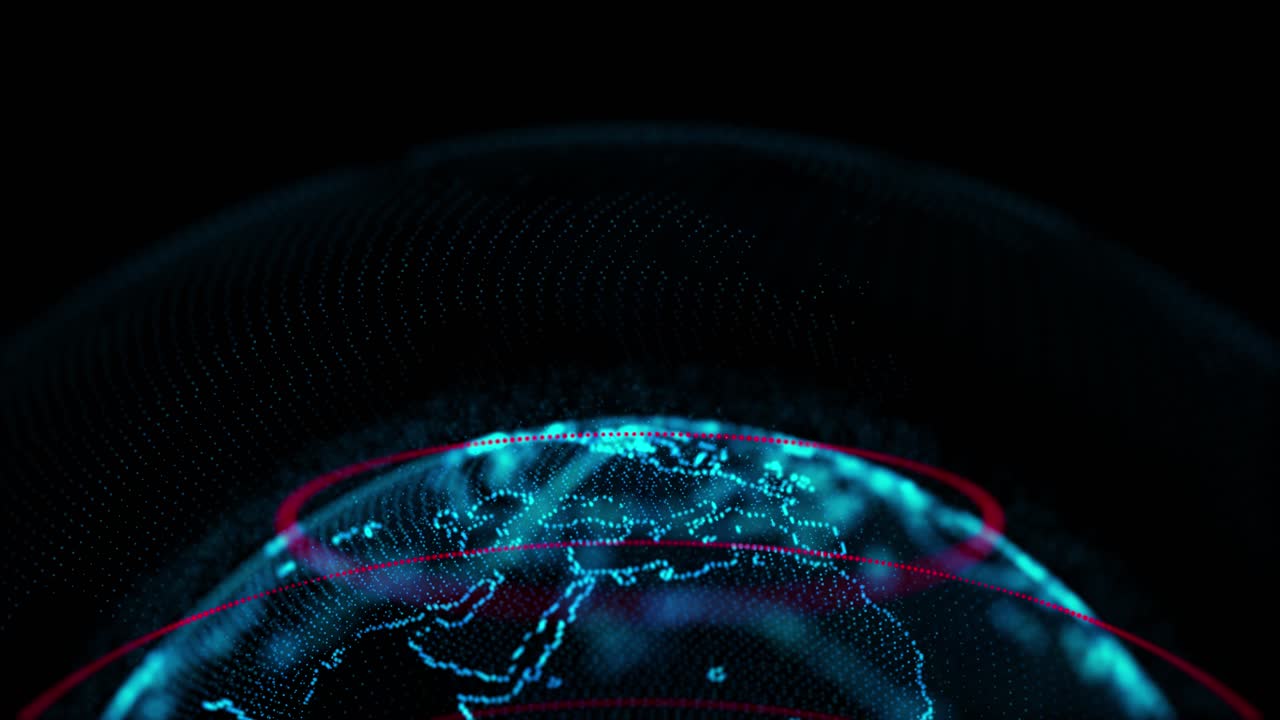 3d blue digital earth rotating network loop animation alpha channel future scientific growth