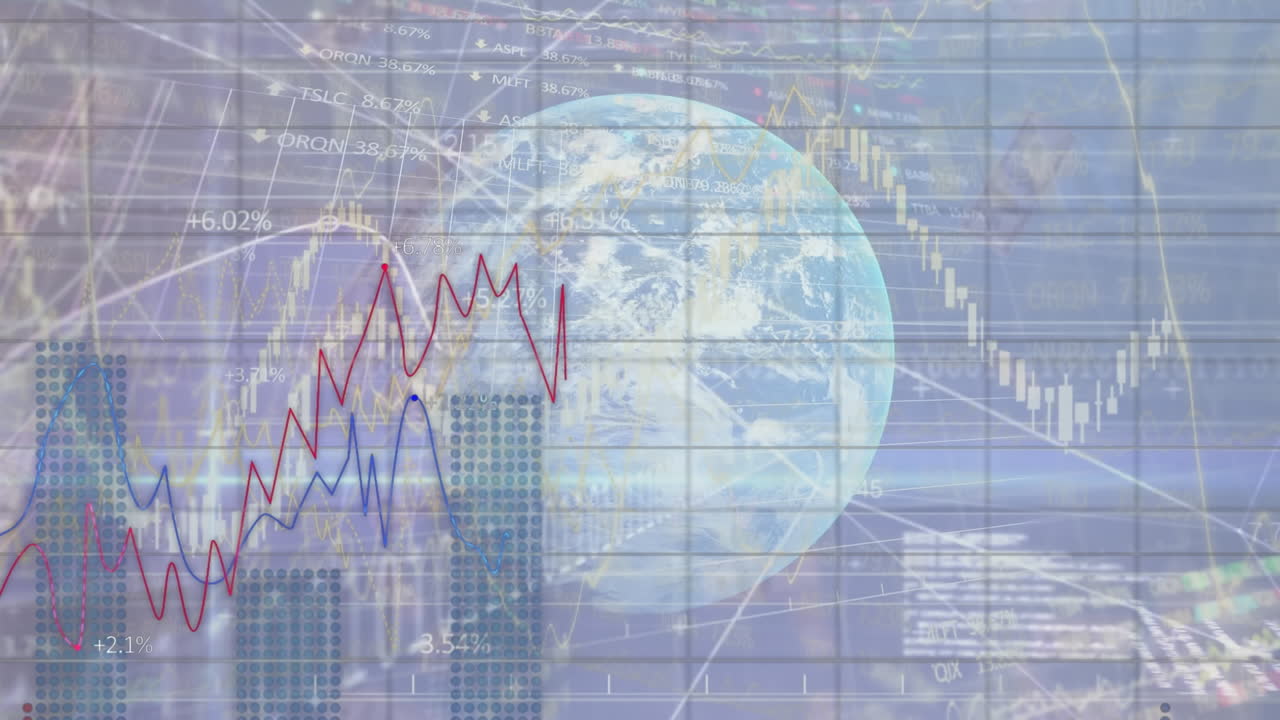 animación del procesamiento de datos en todo el mundo