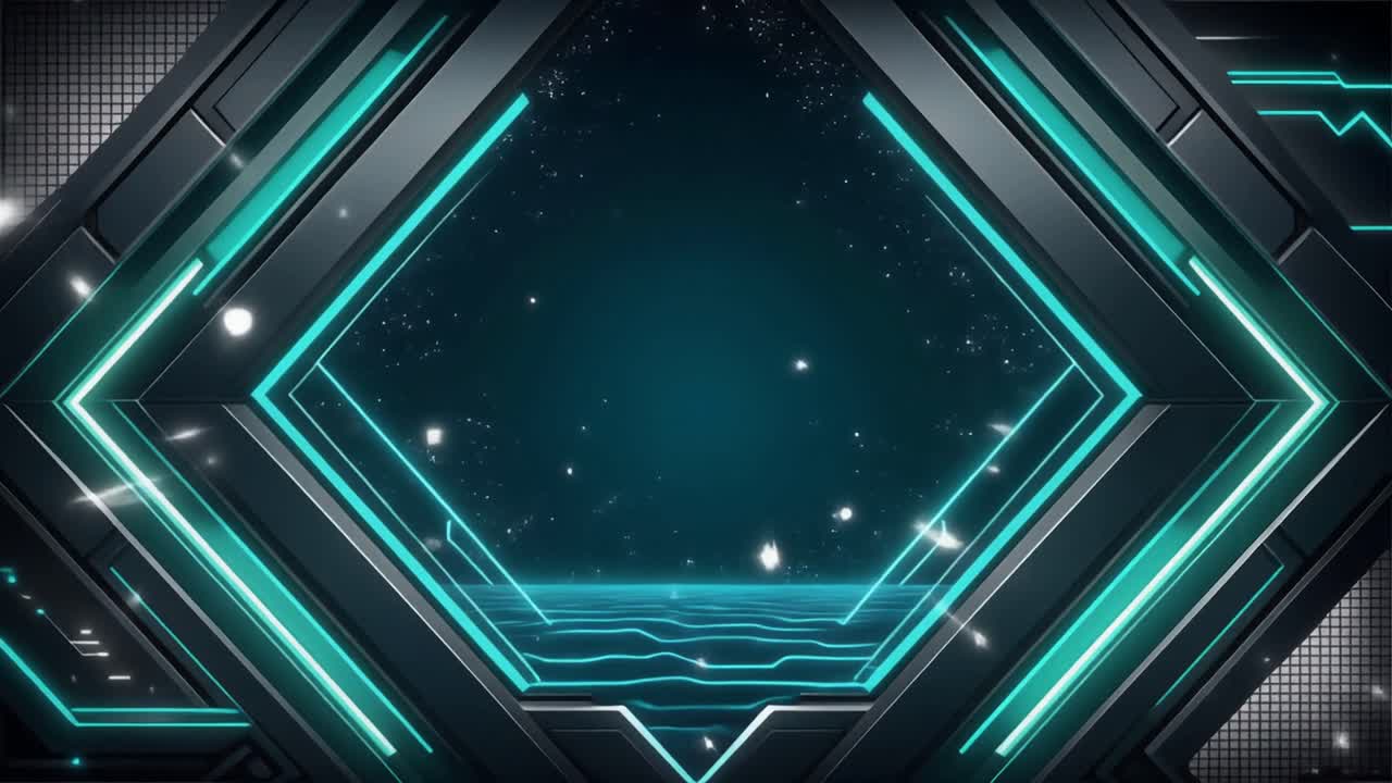 Abstract Digital Technology Background with Glowing Geometric Frame
