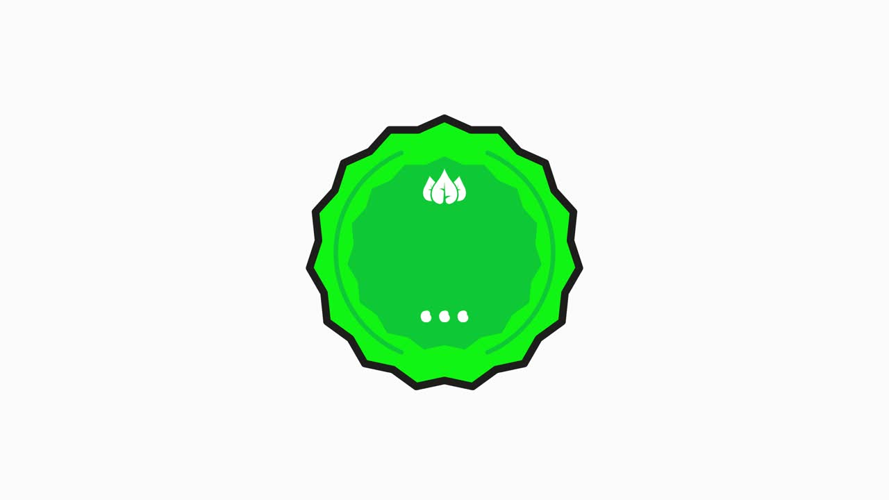 100 por ciento de insignia de naturaleza biológica orgánica icono de sello verde en estilo plano sobre fondo blanco. gráfico de movimiento.