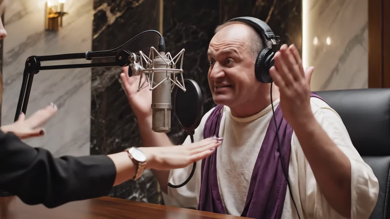 Podcast interview with a Roman man