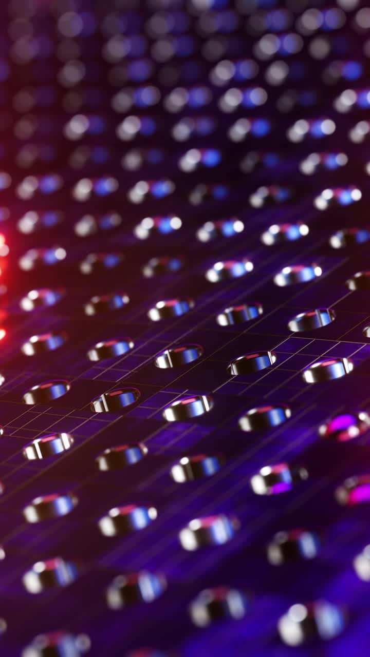 esferas rojas luminosas que se mueven en ondas. video en bucle vertical