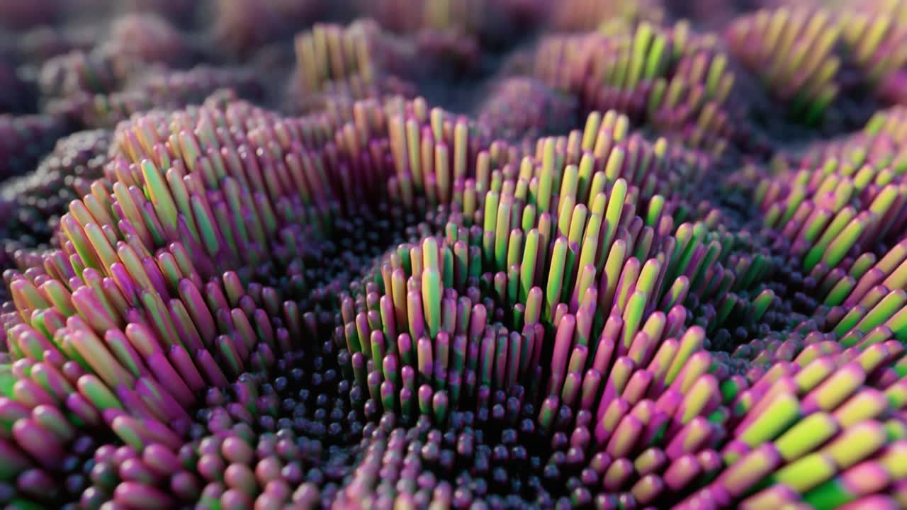 Abstract Waving Surface of Colorful Cylindrical Shapes
