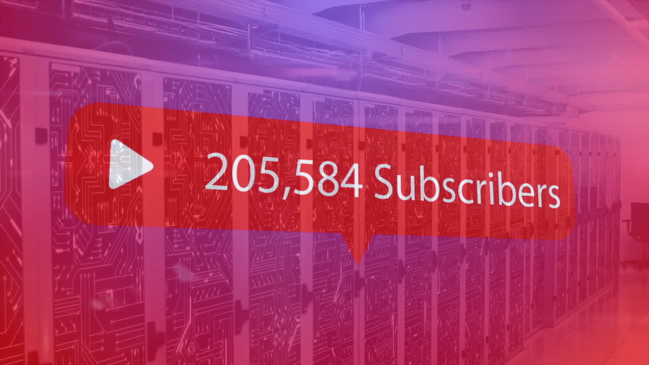 animación del procesamiento de datos de las redes sociales a través de servidores informáticos