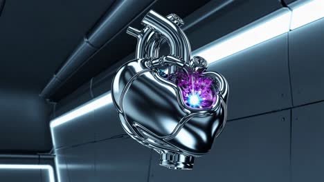 futuristic metallic heart