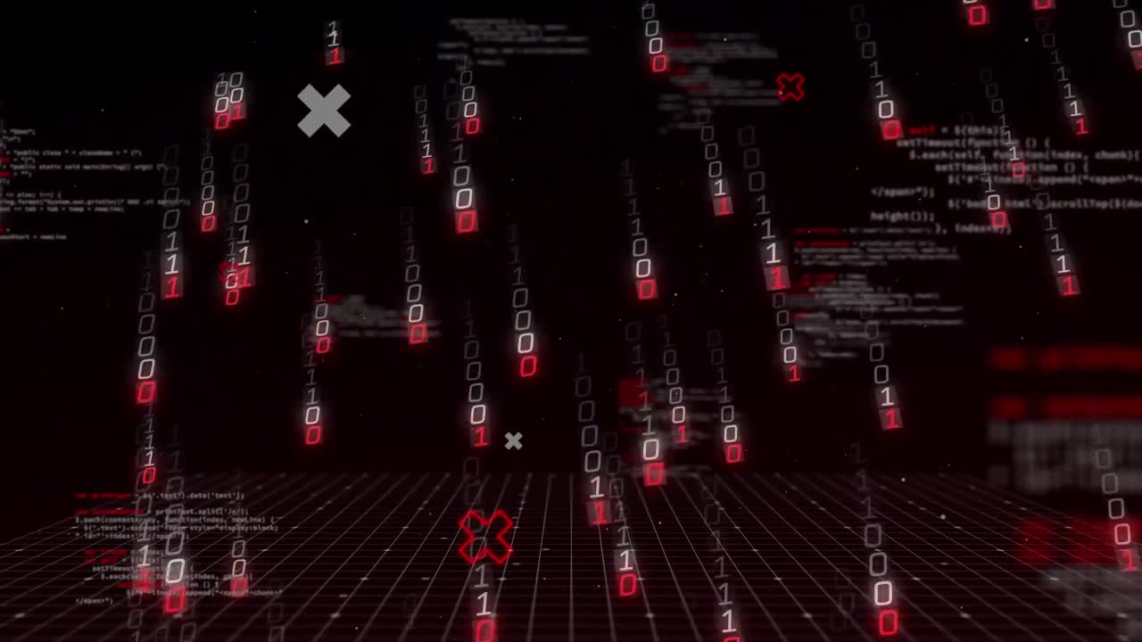 Animation of binary coding and data processing