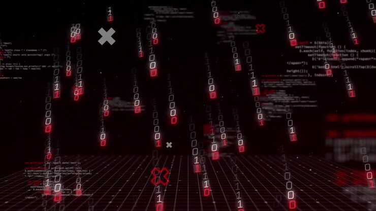 Animation of binary coding and data processing