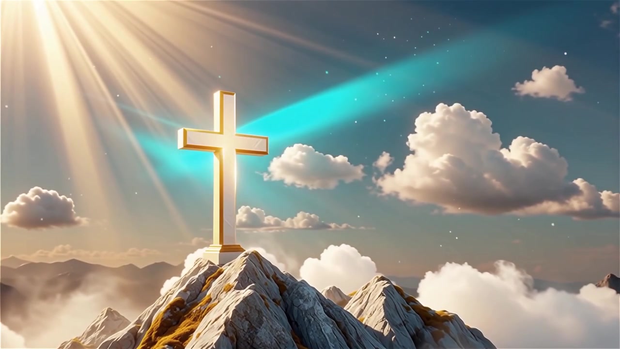 Christian Cross Heavenly Light Worship Background