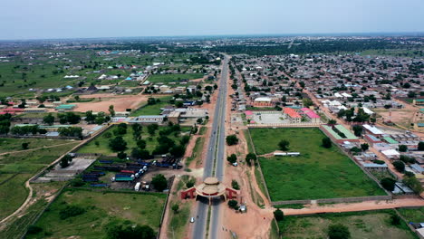 the main highway to enter katsina city in nigeria - aerial view