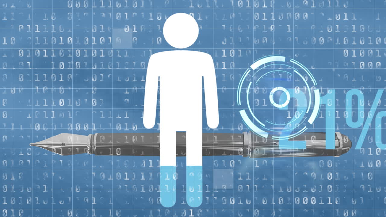 인체 아이콘은 분수 잉크 펜과 이진 코딩에 대한 증가하는 비율을 가지고 있습니다.